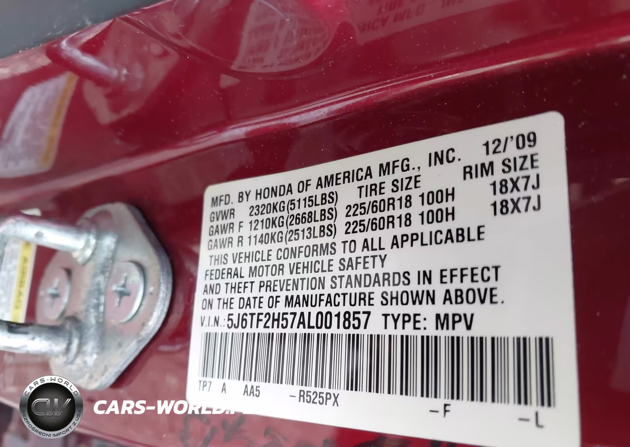 2010 Honda Accord Crosstour Ex-L VIN:5J6TF2H57AL001857 - 9