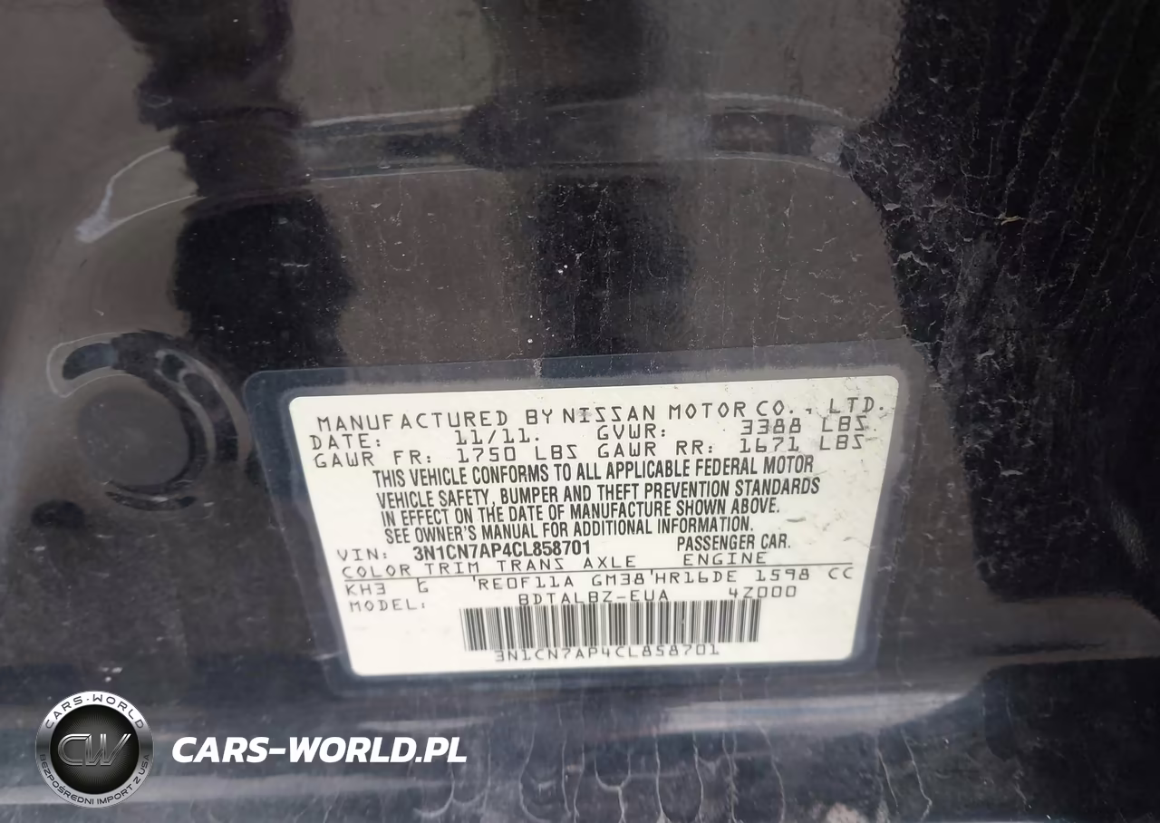 2012 Nissan Versa 1.6 Sv VIN:3N1CN7AP4CL858701 - 9