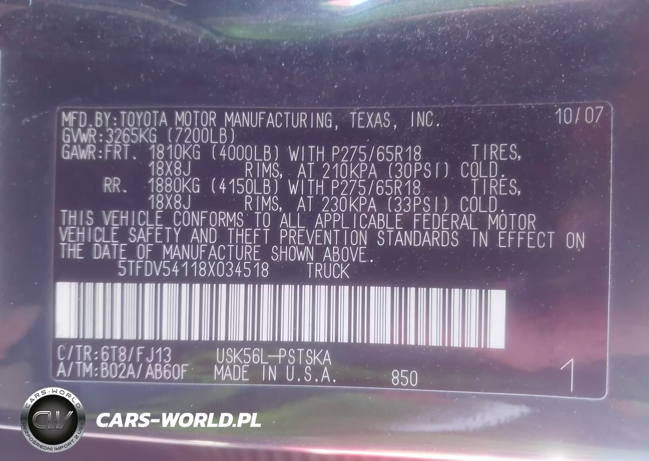 2008 Toyota Tundra Sr5 5.7L V8 VIN:5TFDV54118X034518 - 9