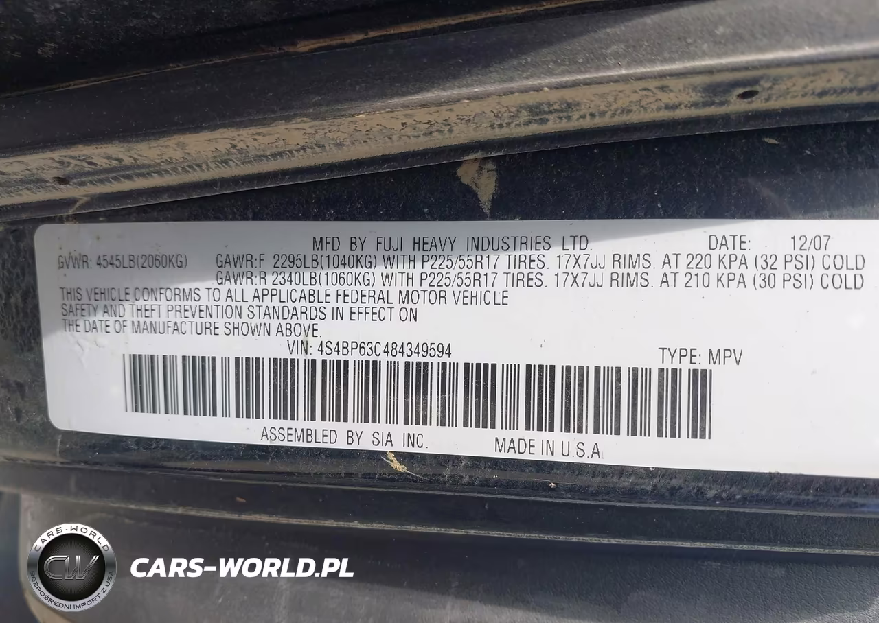 2008 Subaru Outback 2.5Xt Limited VIN:4S4BP63C484349594 - 9