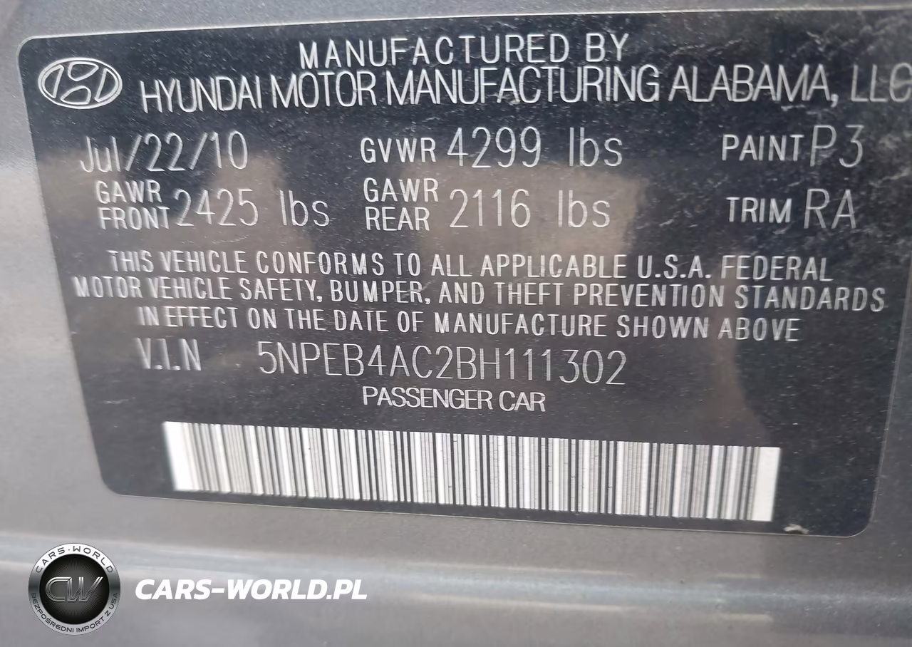 2011 Hyundai Sonata Gls VIN:5NPEB4AC2BH111302 - 9