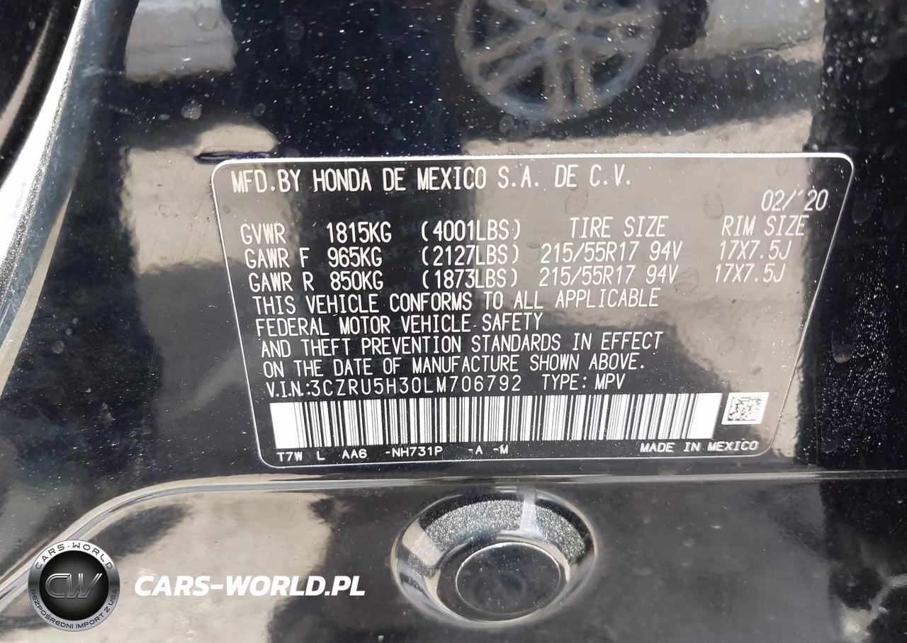 2020 Honda Hr-V 2Wd Lx VIN:3CZRU5H30LM706792 - 9