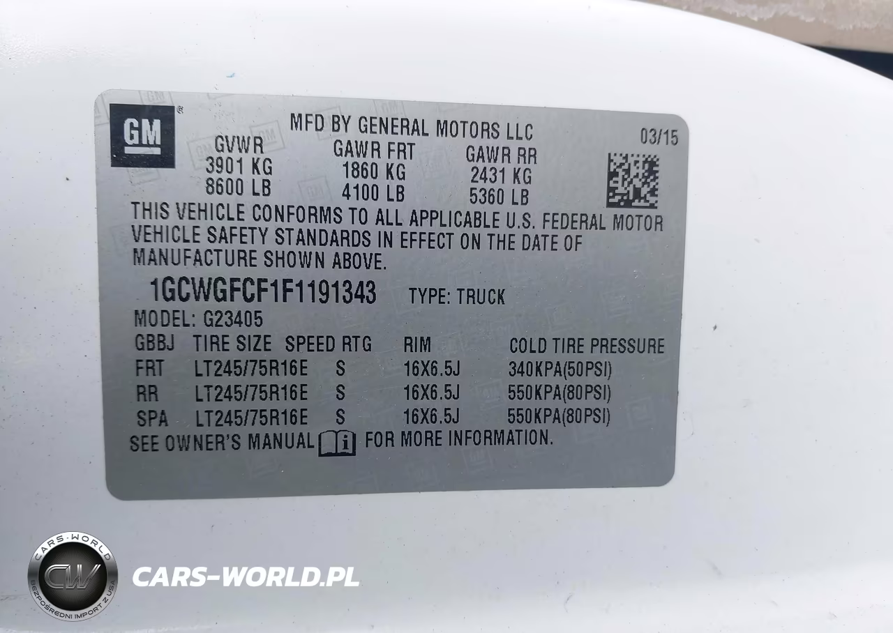 2015 Chevrolet Express 2500 Work Van VIN:1GCWGFCF1F1191343 - 9