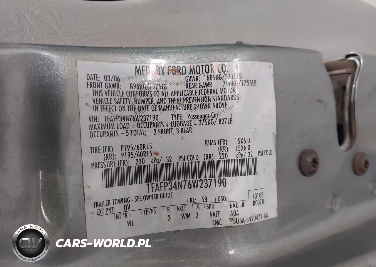 2006 Ford Focus Zx4 VIN:1FAFP34N76W237190 - 9