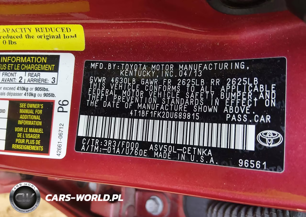 2013 Toyota Camry Le VIN:4T1BF1FK2DU689815 - 9
