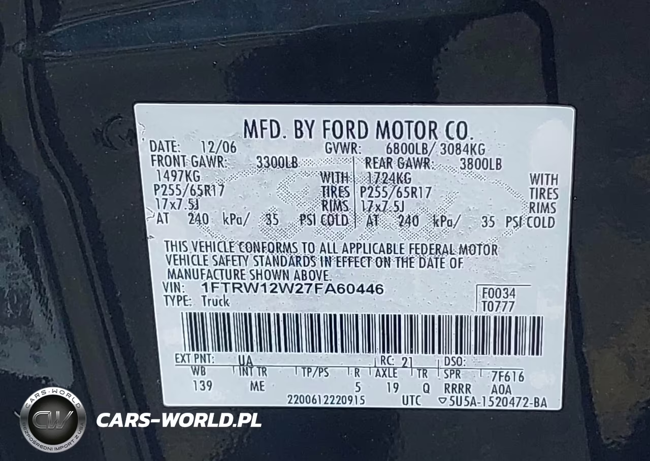 2007 Ford F-150 Xlt VIN:1FTRW12W27FA60446 - 9