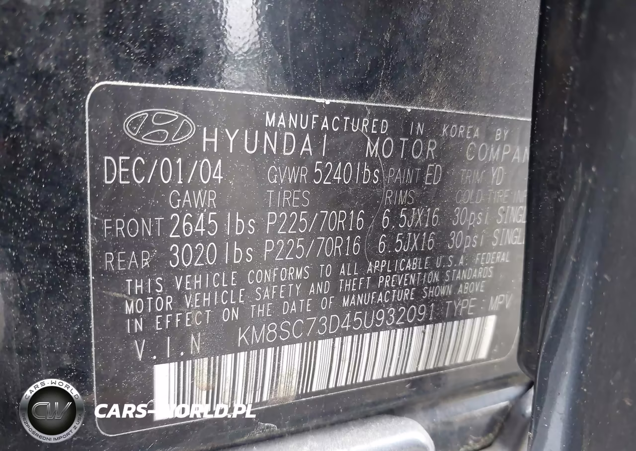 2005 Hyundai Santa Fe Gls VIN:KM8SC73D45U932091 - 9