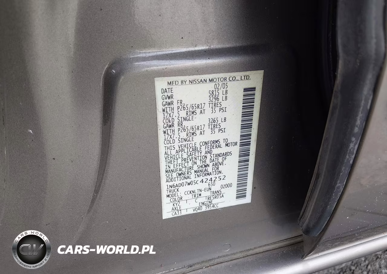 2005 Nissan Frontier Le VIN:1N6AD07W05C424252 - 9
