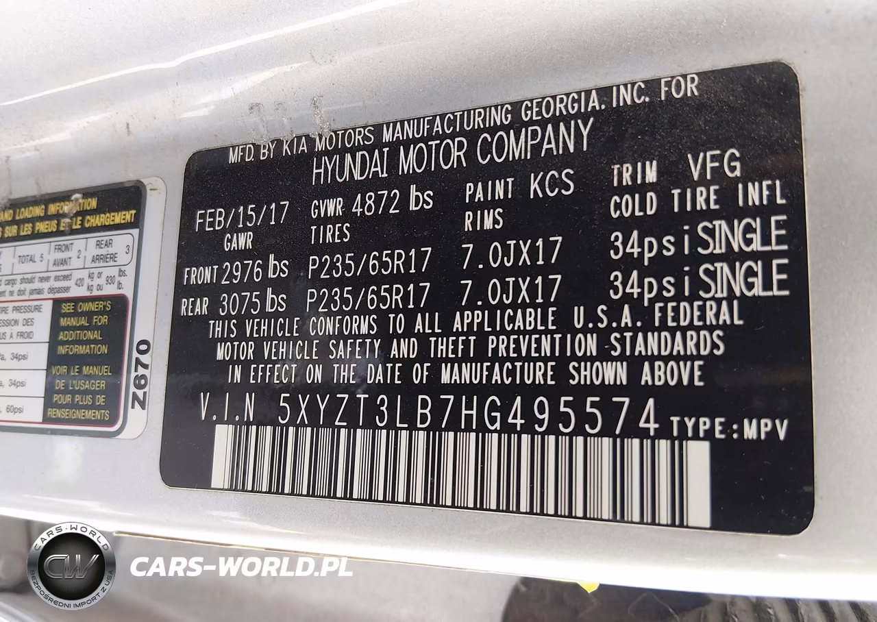 2017 Hyundai Santa Fe Sport 2.4L VIN:5XYZT3LB7HG495574 - 9