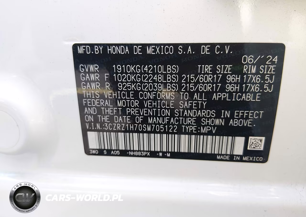 2025 Honda Hr-V 2Wd Ex-L VIN:3CZRZ1H70SM705122 - 9