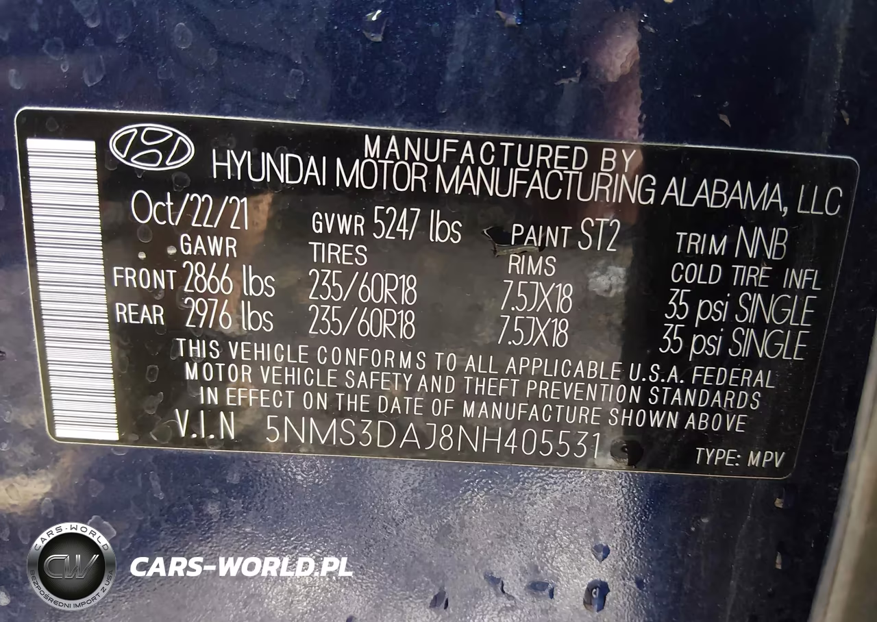2022 Hyundai Santa Fe Sel VIN:5NMS3DAJ8NH405531 - 9