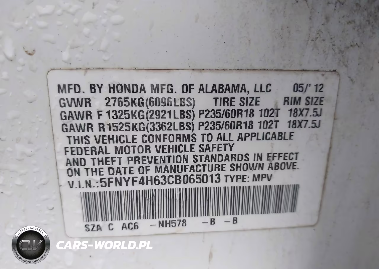 2012 Honda Pilot Ex-L VIN:5FNYF4H63CB065013 - 9