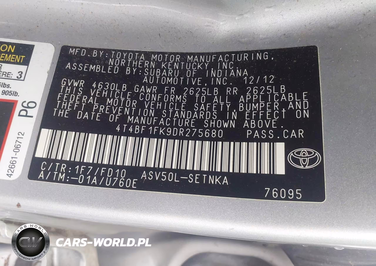 2013 Toyota Camry Le VIN:4T4BF1FK9DR275680 - 9