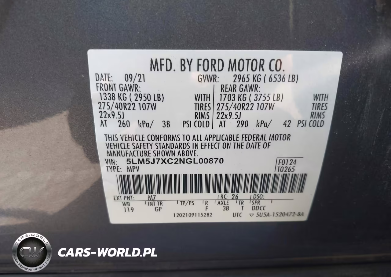 2022 Lincoln Aviator Reserve VIN:5LM5J7XC2NGL00870 - 9