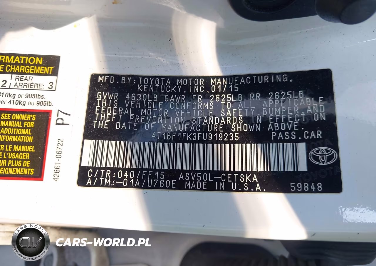 2015 Toyota Camry Se VIN:4T1BF1FK3FU919235 - 9