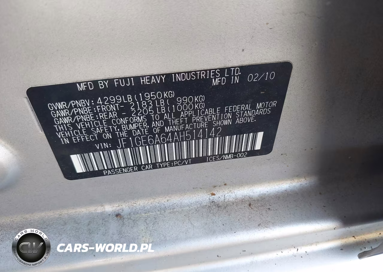 2010 Subaru Impreza 2.5I VIN:JF1GE6A64AH514142 - 9