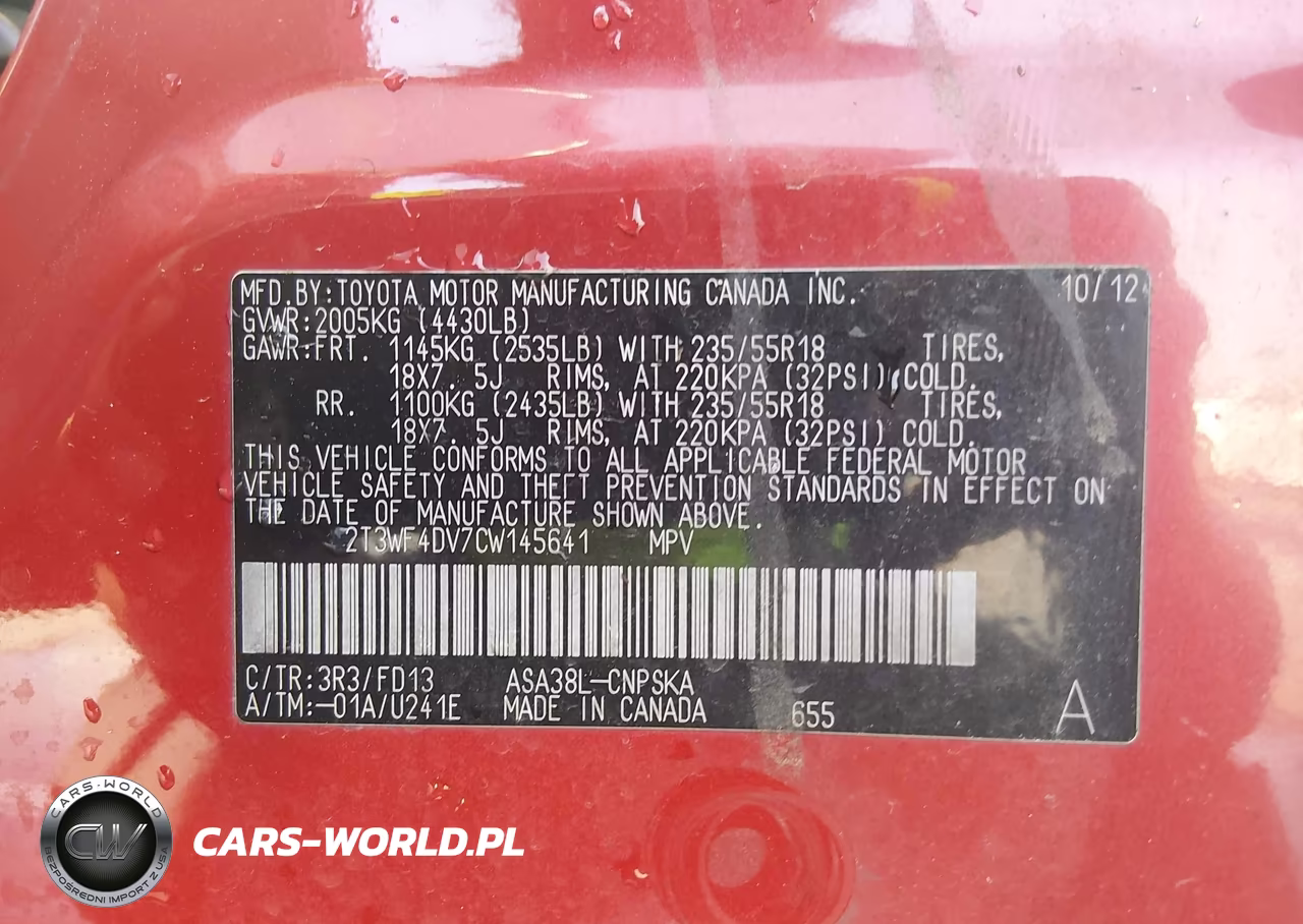 2012 Toyota Rav4 Sport VIN:2T3WF4DV7CW145641 - 9