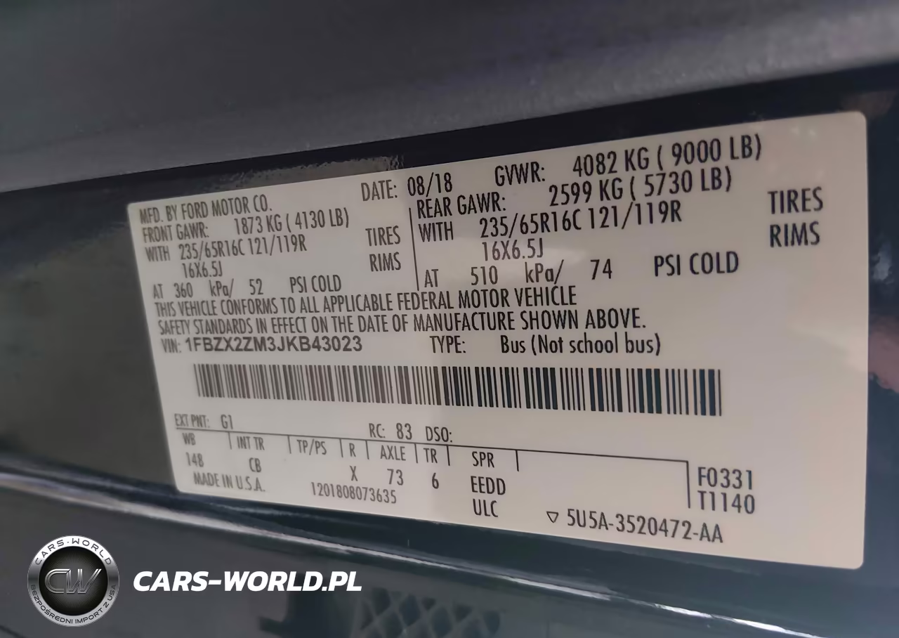 2018 Ford Transit-350 Xl VIN:1FBZX2ZM3JKB43023 - 9