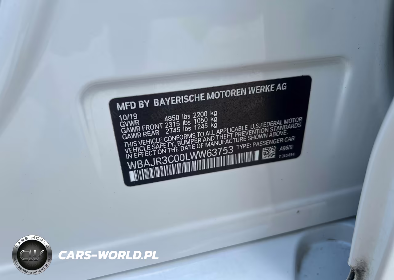 2020 BMW 530I VIN:WBAJR3C00LWW63753 - 8