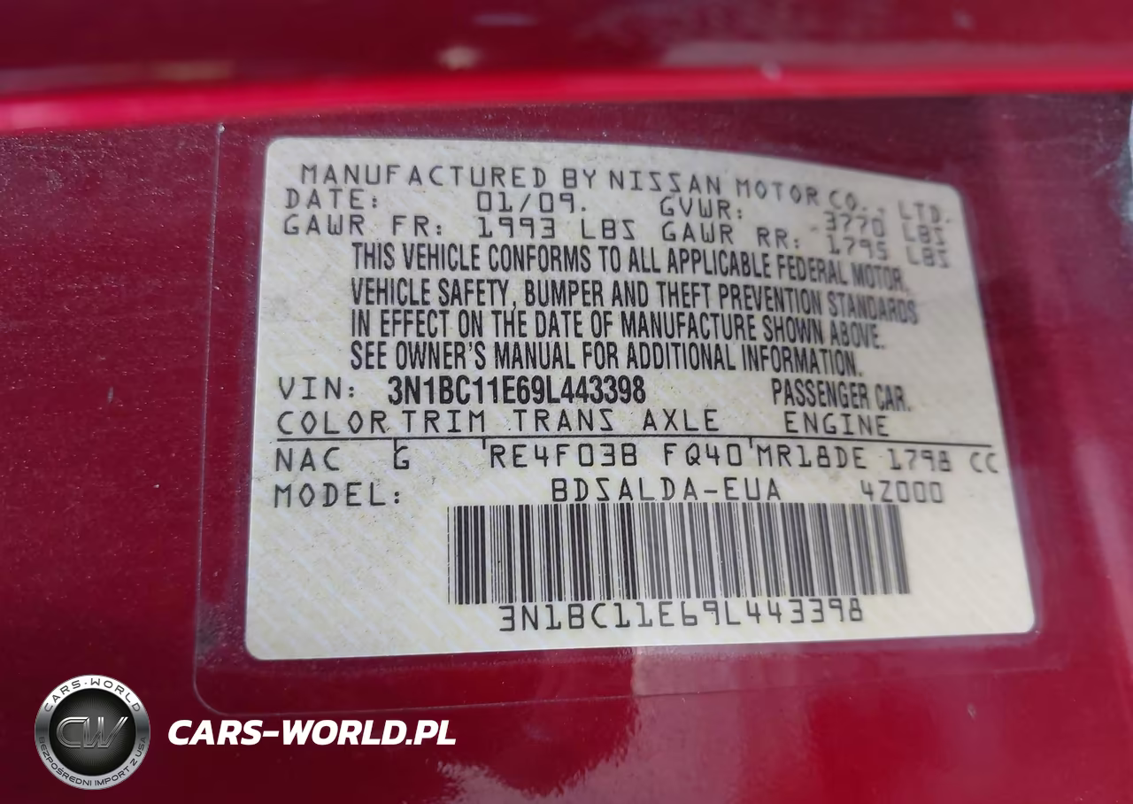 2009 Nissan Versa 1.8S VIN:3N1BC11E69L443398 - 9