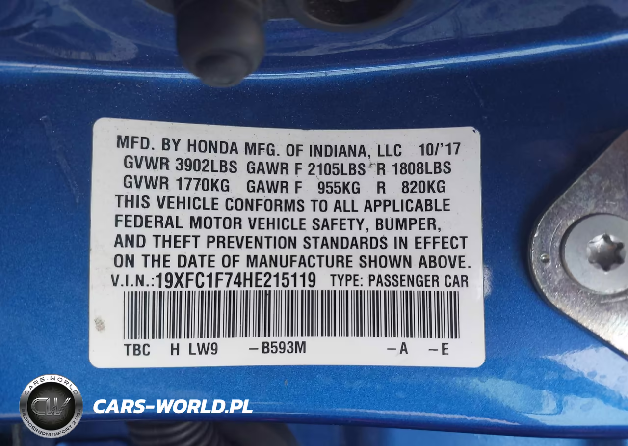 2017 Honda Civic Ex-L VIN:19XFC1F74HE215119 - 9