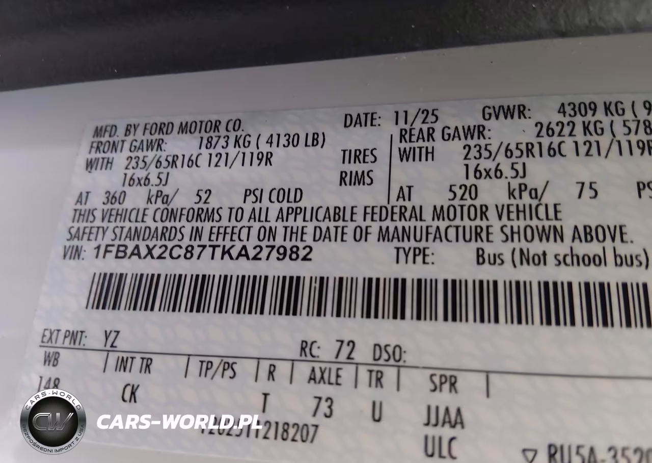 2026 Ford Transit-350 Passenger Van Xlt VIN:1FBAX2C87TKA27982 - 9