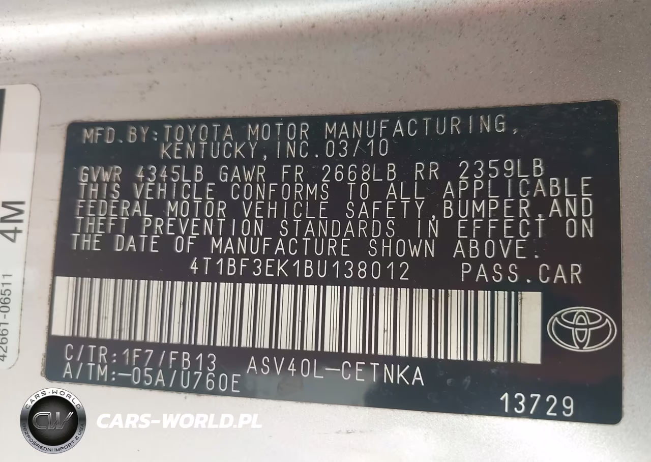 2011 Toyota Camry Le VIN:4T1BF3EK1BU138012 - 9