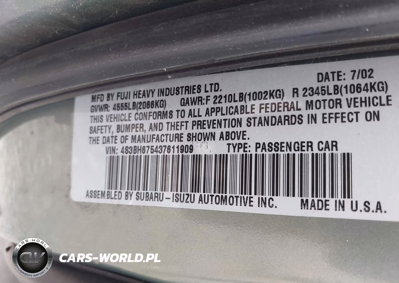 2003 Subaru Outback VIN:4S3BH675437611909 - 9