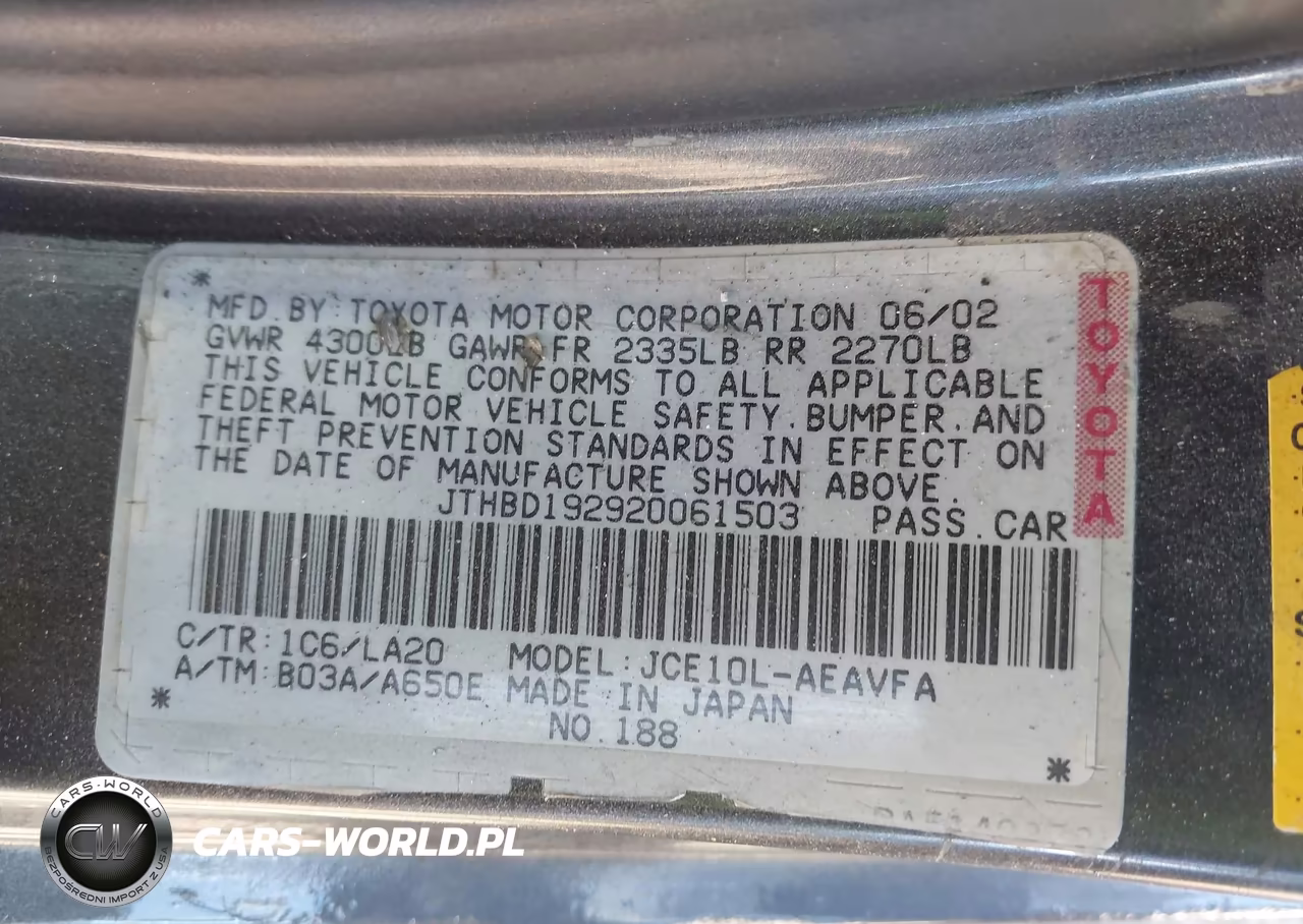2002 Lexus Is 300 VIN:JTHBD192920061503 - 9