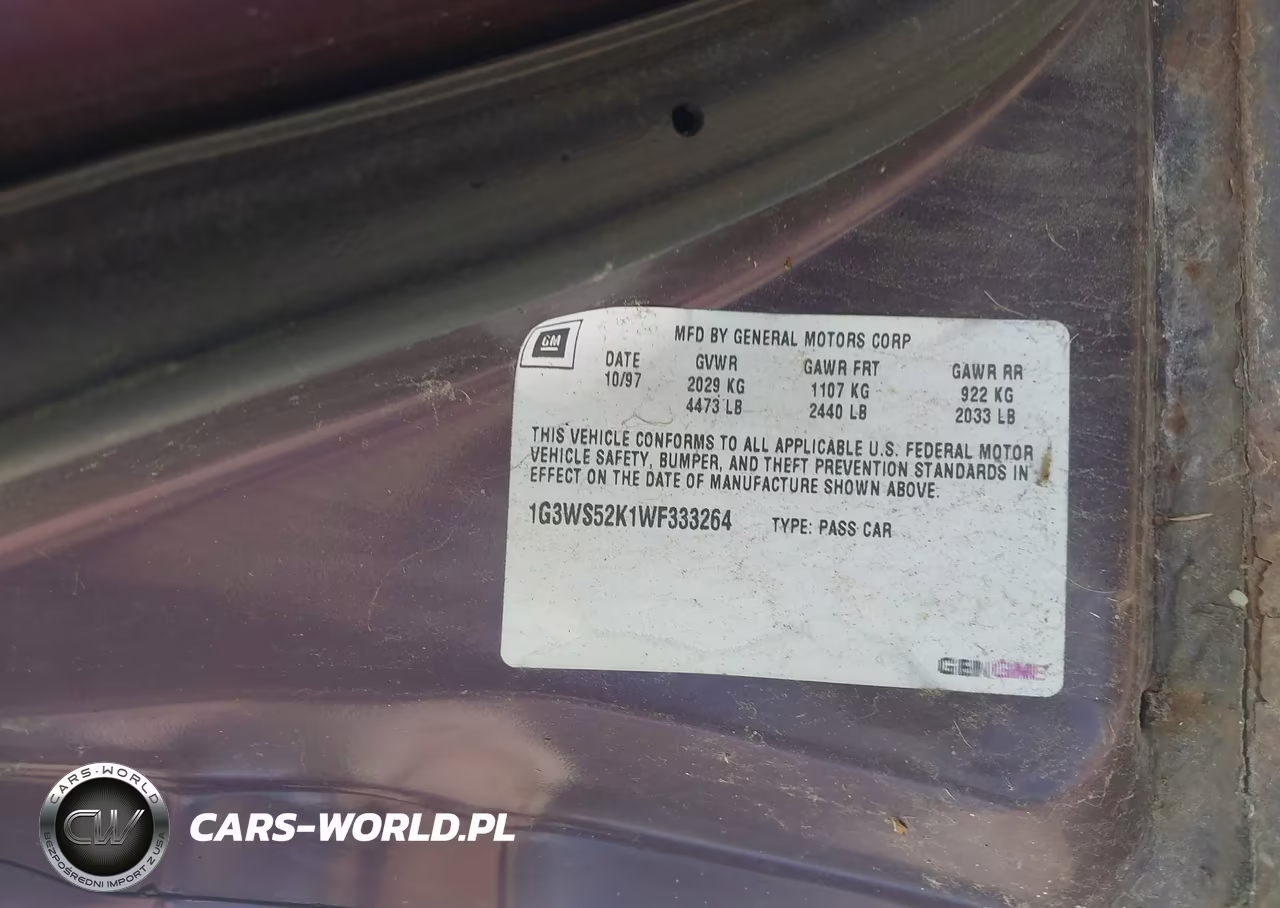 1998 Oldsmobile Intrigue Gl VIN:1G3WS52K1WF333264 - 9