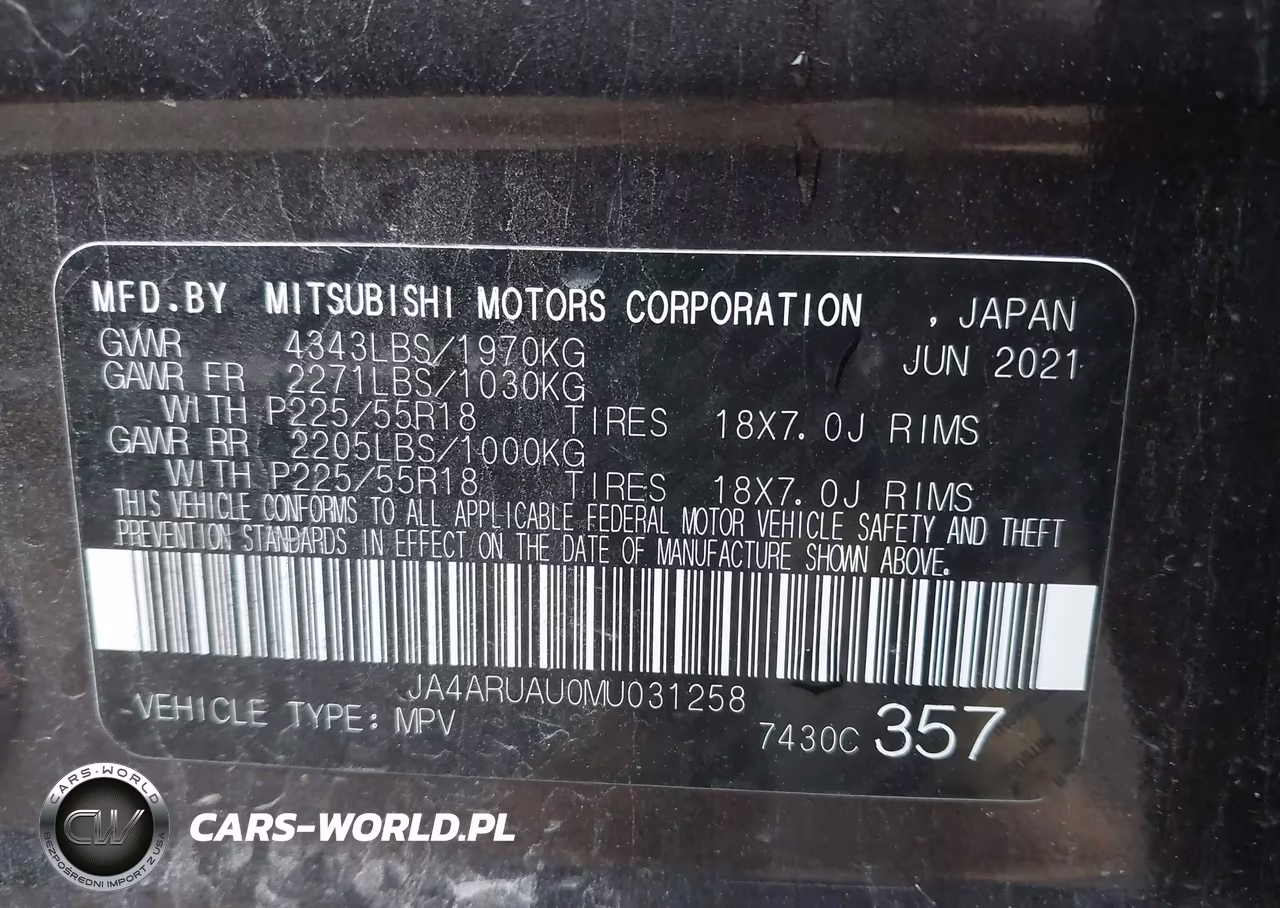 2021 Mitsubishi Outlander Sport 2.0 Be Awc-2.0 Es Awc-2.0 Le Awc-2.0 Se Awc VIN:JA4ARUAU0MU031258 - 9