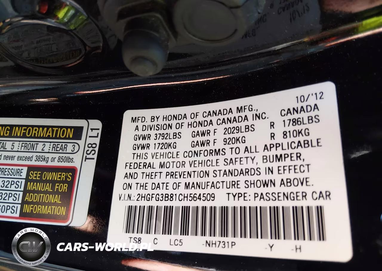 2012 Honda Civic Ex VIN:2HGFG3B81CH564509 - 9