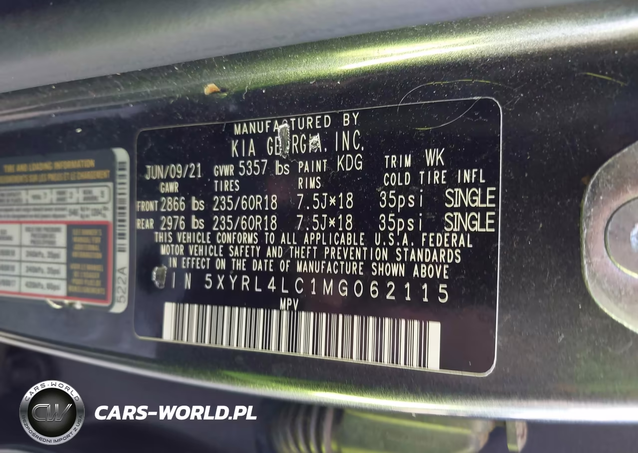 2021 Kia Sorento S VIN:5XYRL4LC1MG062115 - 9