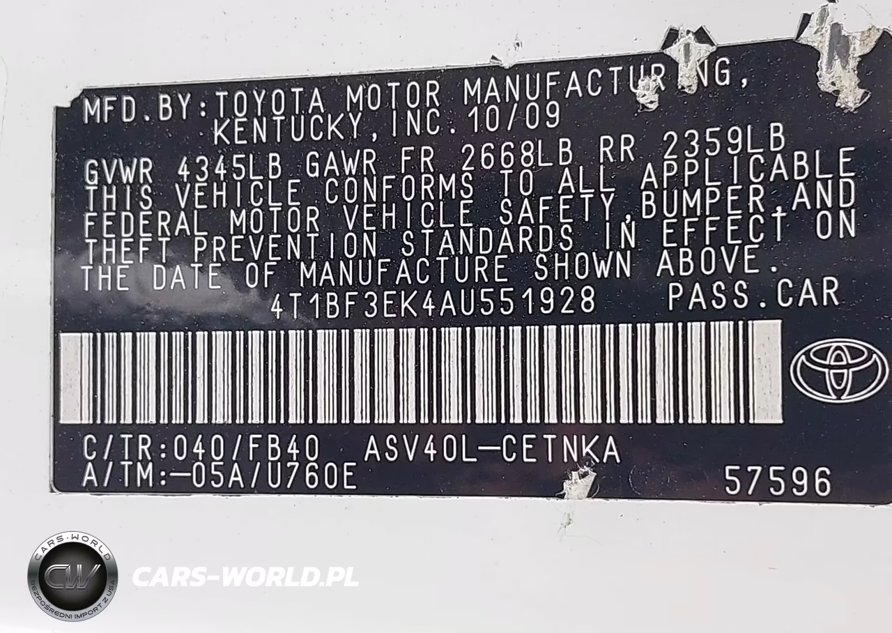 2010 Toyota Camry Le VIN:4T1BF3EK4AU551928 - 9