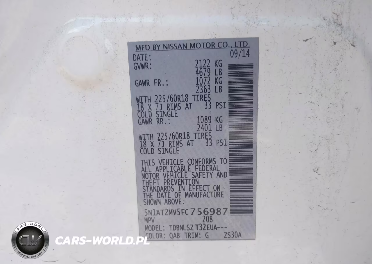 2015 Nissan Rogue Sl VIN:5N1AT2MV5FC756987 - 9