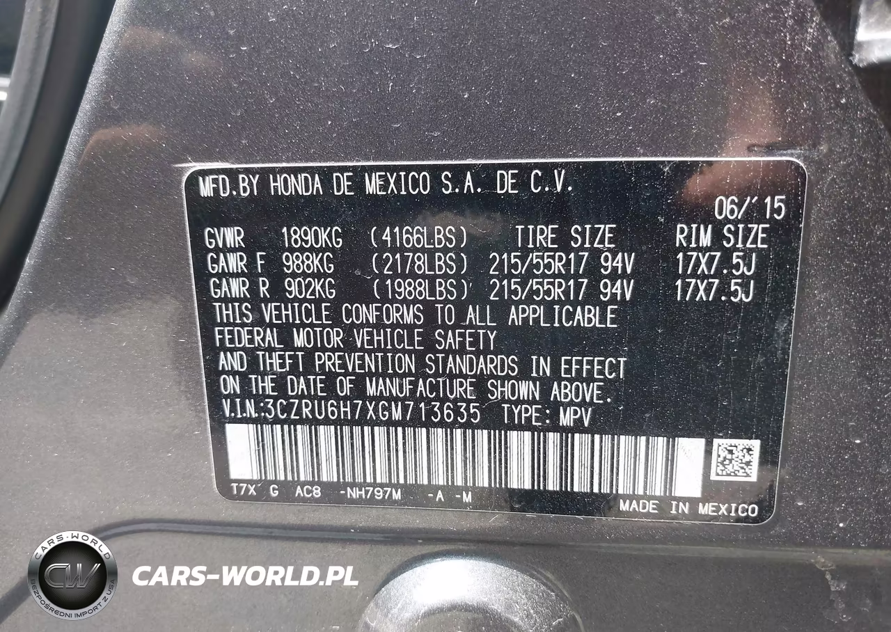 2016 Honda Hr-V Ex-L VIN:3CZRU6H7XGM713635 - 9