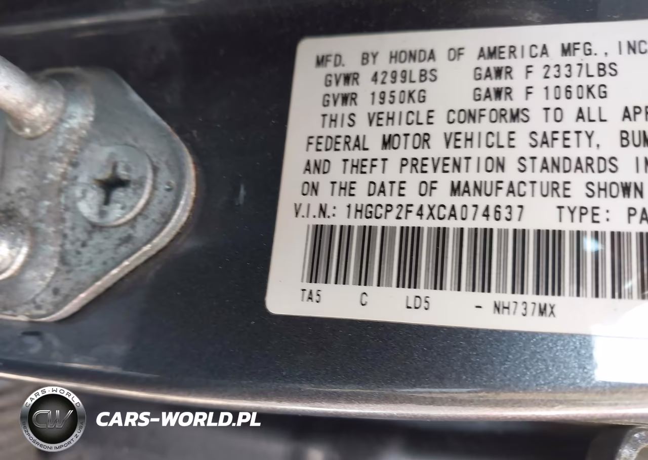 2012 Honda Accord 2.4 Lx-P VIN:1HGCP2F4XCA074637 - 9
