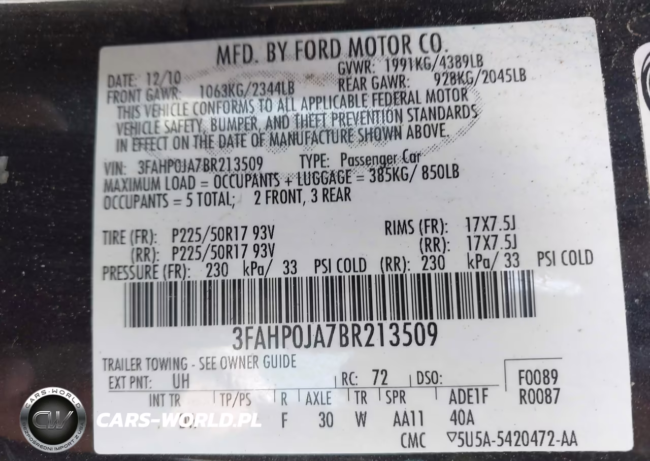 2011 Ford Fusion Sel VIN:3FAHP0JA7BR213509 - 9