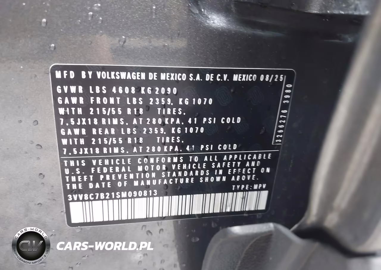 2025 Volkswagen Taos 1.5T S VIN:3VV8C7B21SM090813 - 9