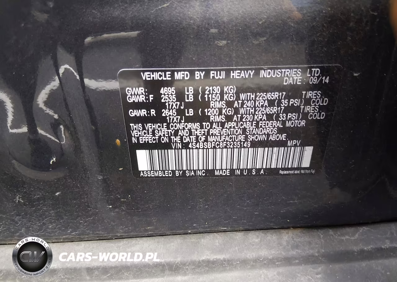 2015 Subaru Outback 2.5I Premium VIN:4S4BSBFC8F3235149 - 9