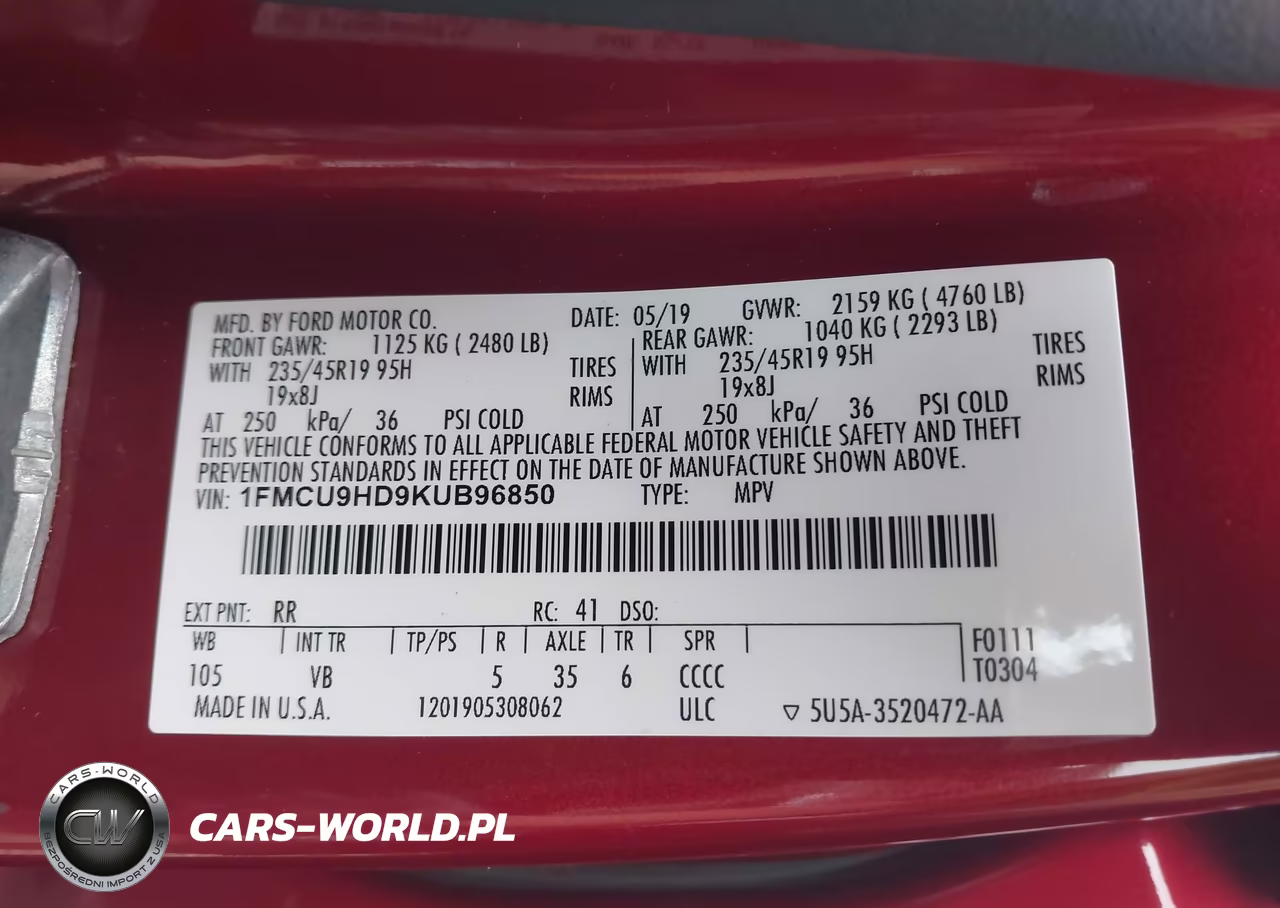 2019 Ford Escape Sel VIN:1FMCU9HD9KUB96850 - 9