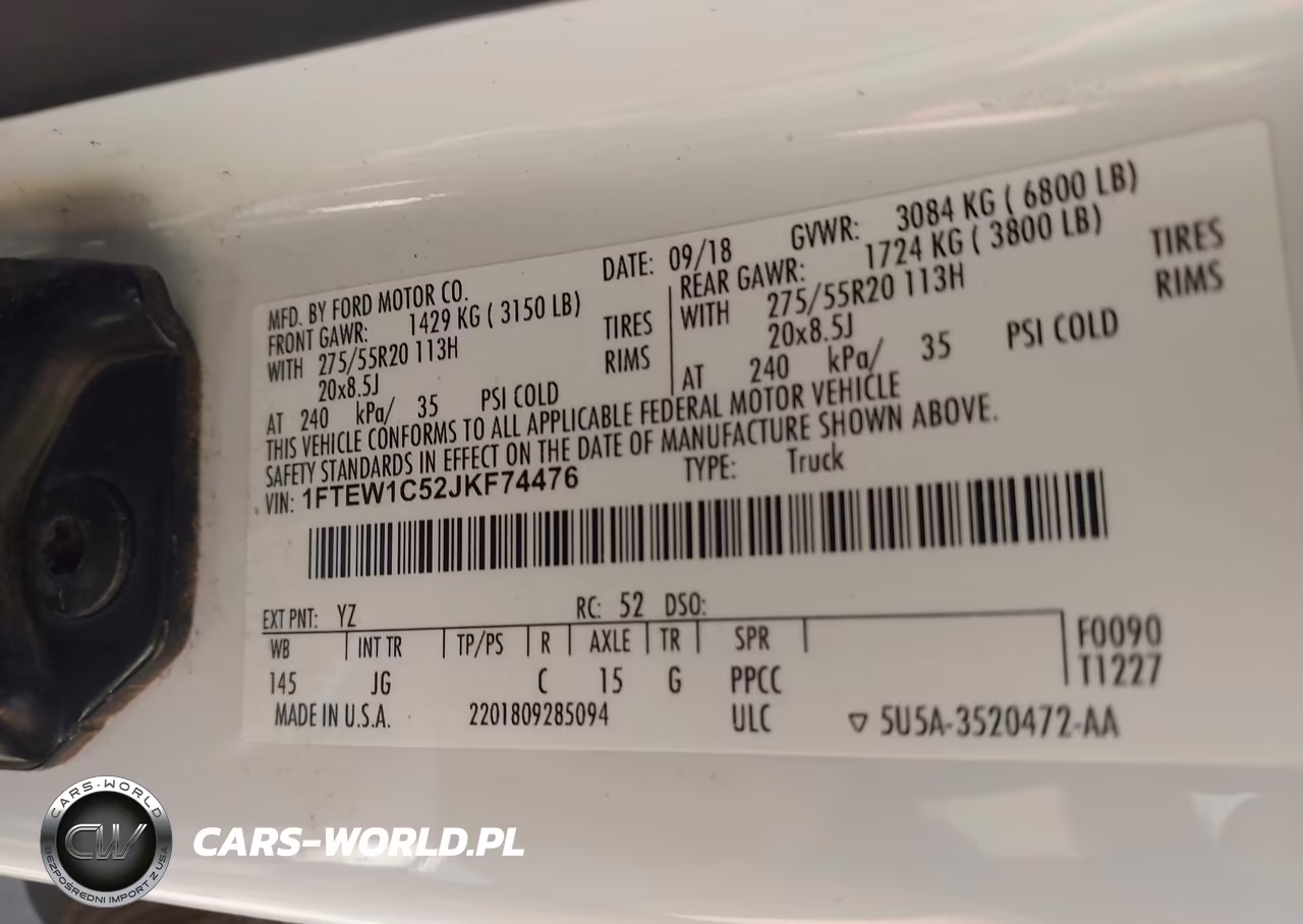 2018 Ford F-150 Xl VIN:1FTEW1C52JKF74476 - 9
