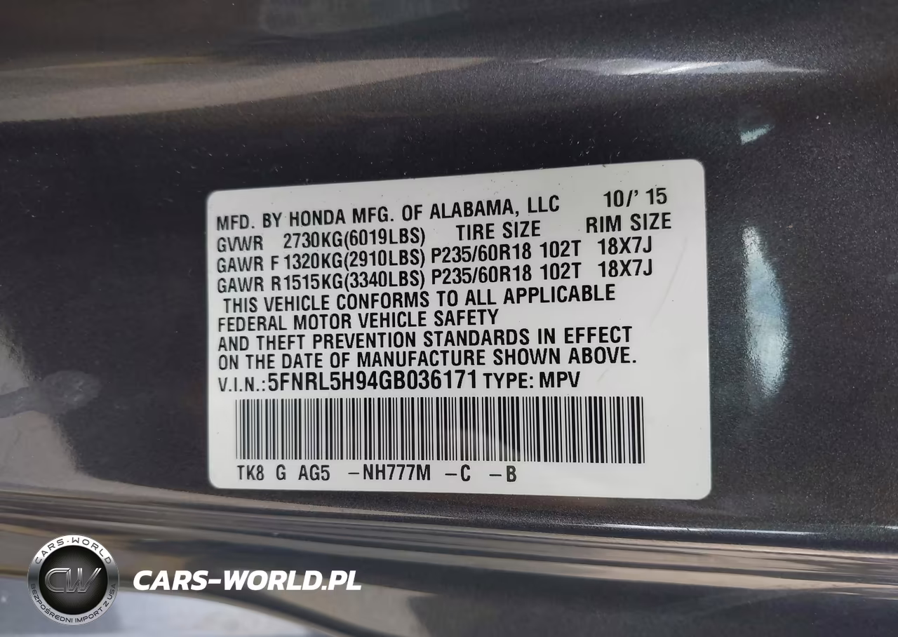 2016 Honda Odyssey Touring-Touring Elite VIN:5FNRL5H94GB036171 - 9