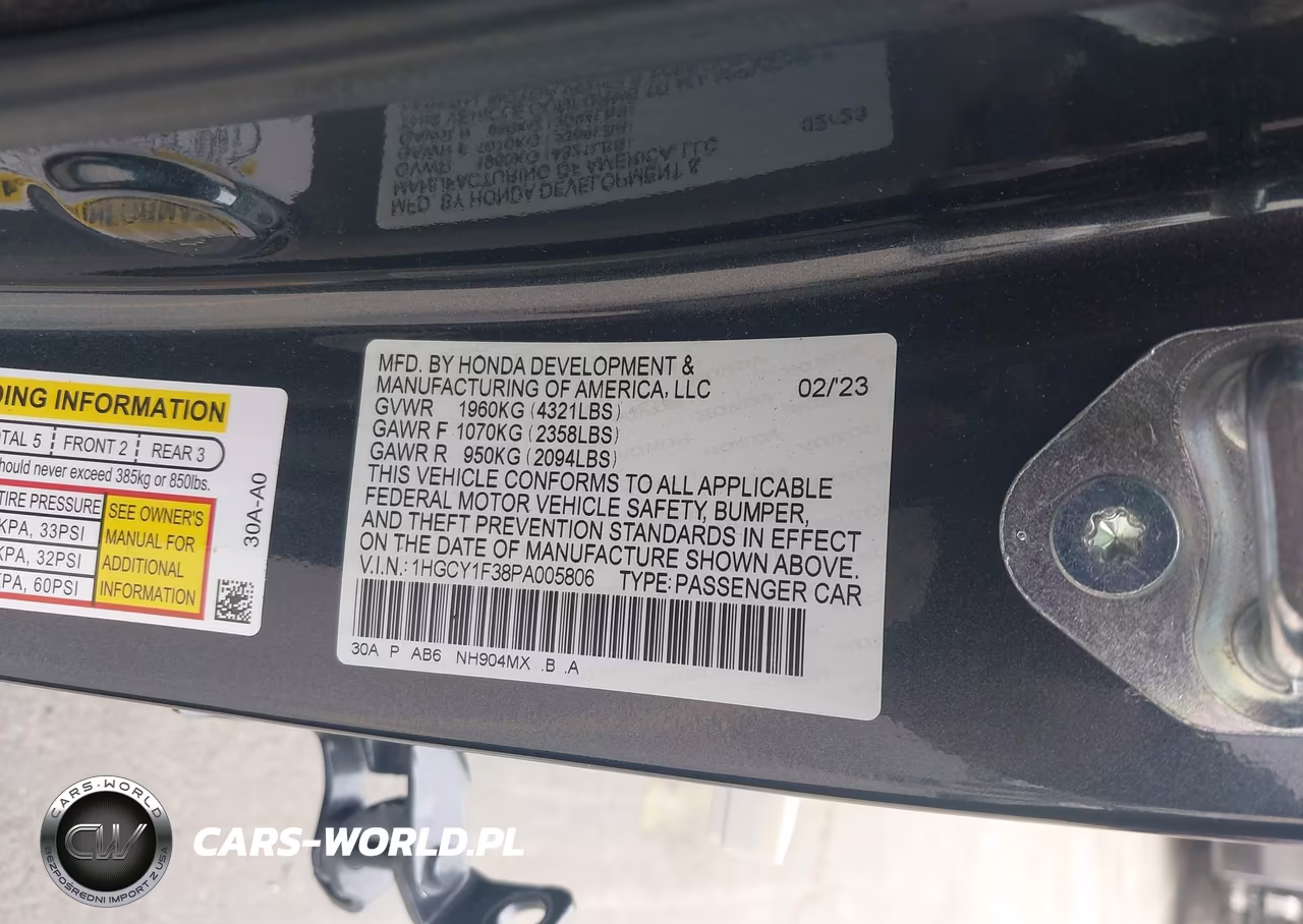 2023 Honda Accord Ex VIN:1HGCY1F38PA005806 - 9
