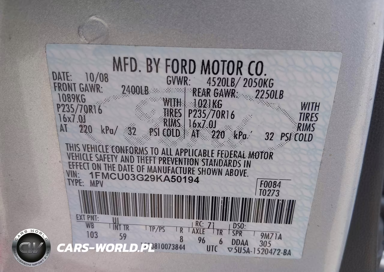 2009 Ford Escape Xlt VIN:1FMCU03G29KA50194 - 8