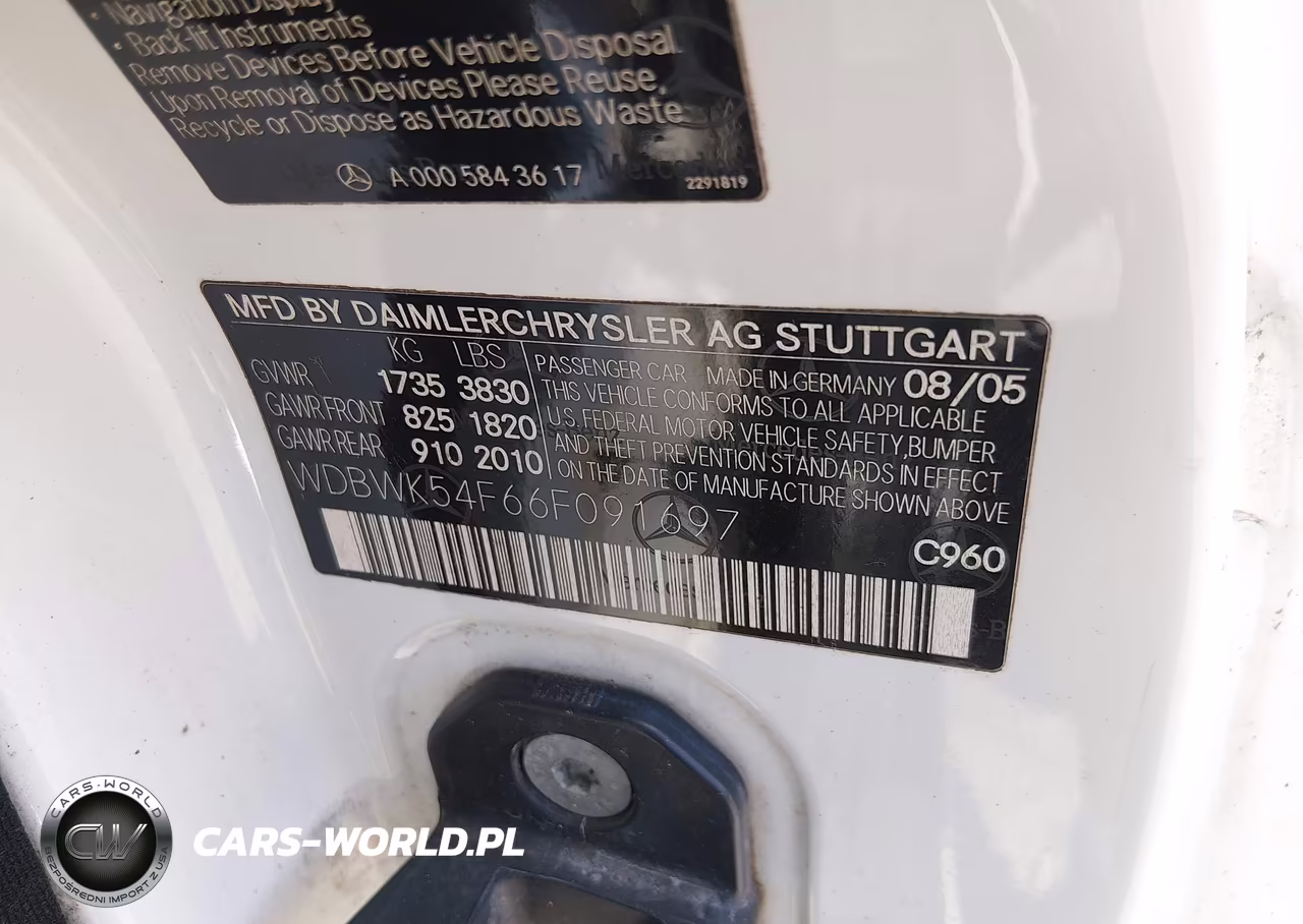 2006 Mercedes-Benz Slk 280 VIN:WDBWK54F66F091697 - 9