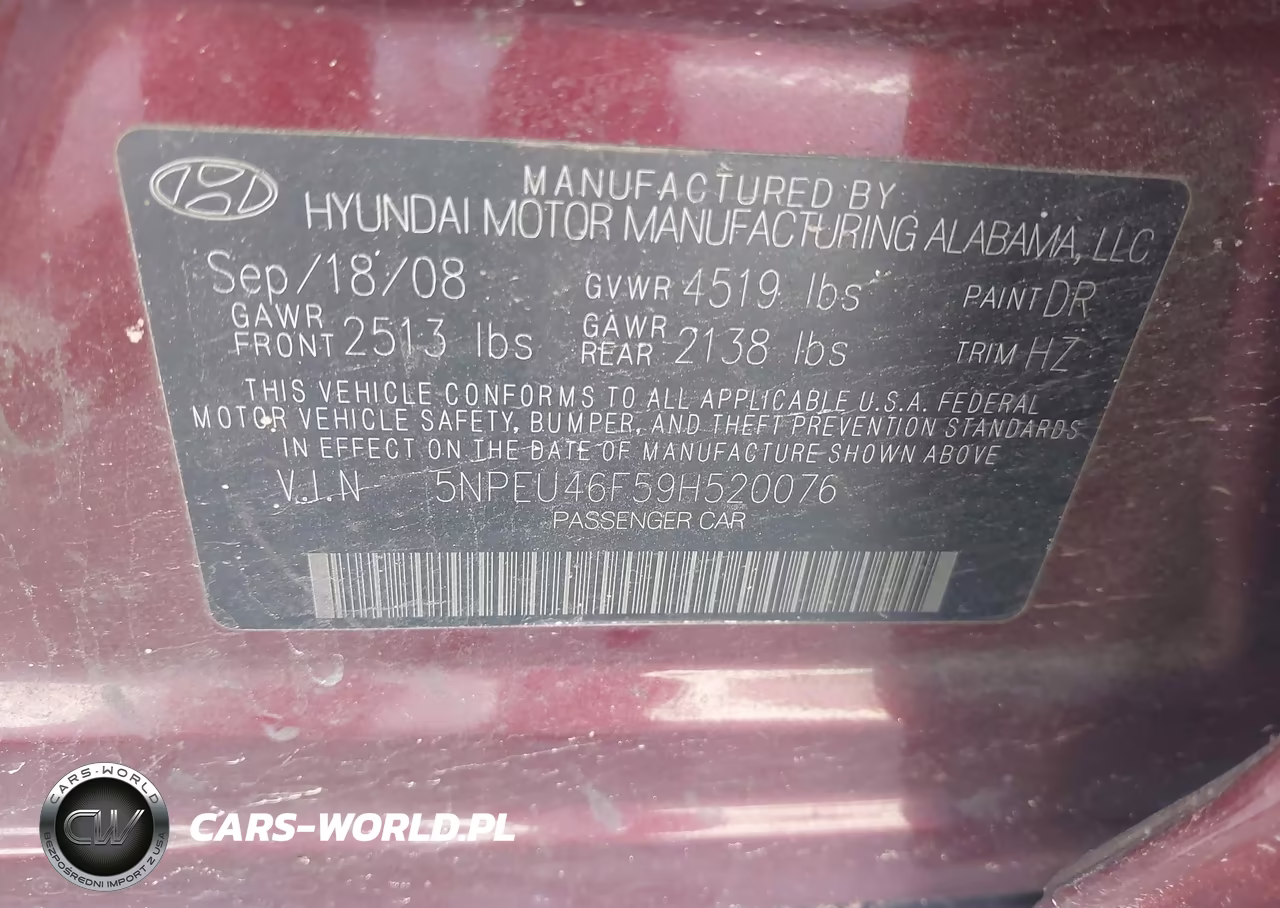 2009 Hyundai Sonata Se V6 VIN:5NPEU46F59H520076 - 9