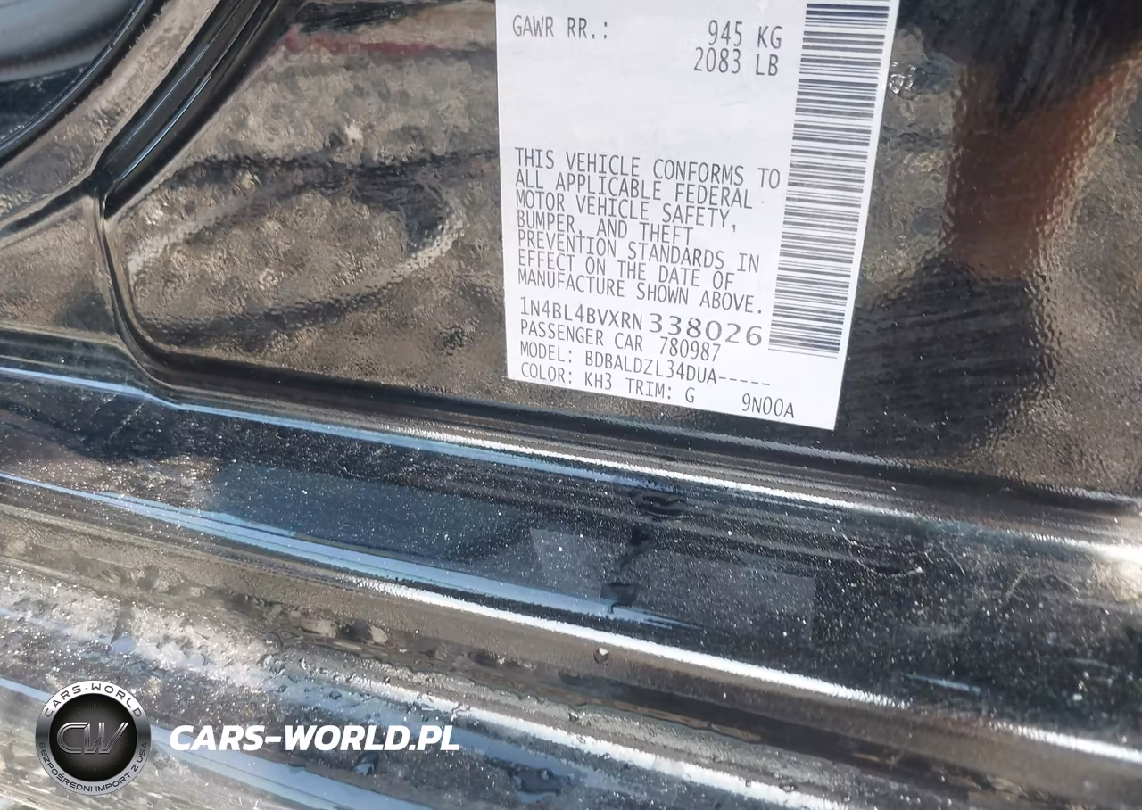 2024 Nissan Altima S Fwd VIN:1N4BL4BVXRN338026 - 9