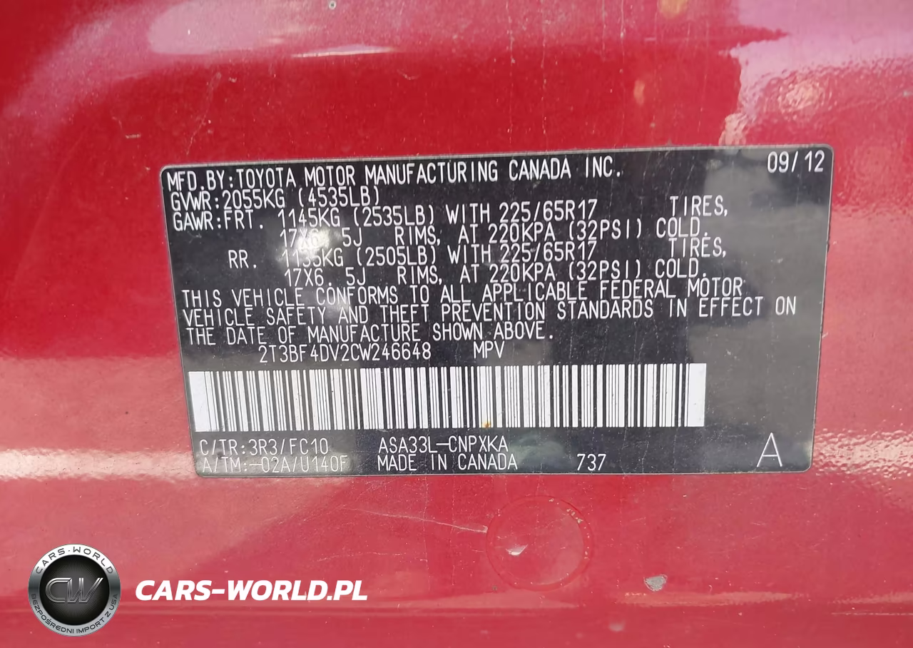 2012 Toyota Rav4 VIN:2T3BF4DV2CW246648 - 9
