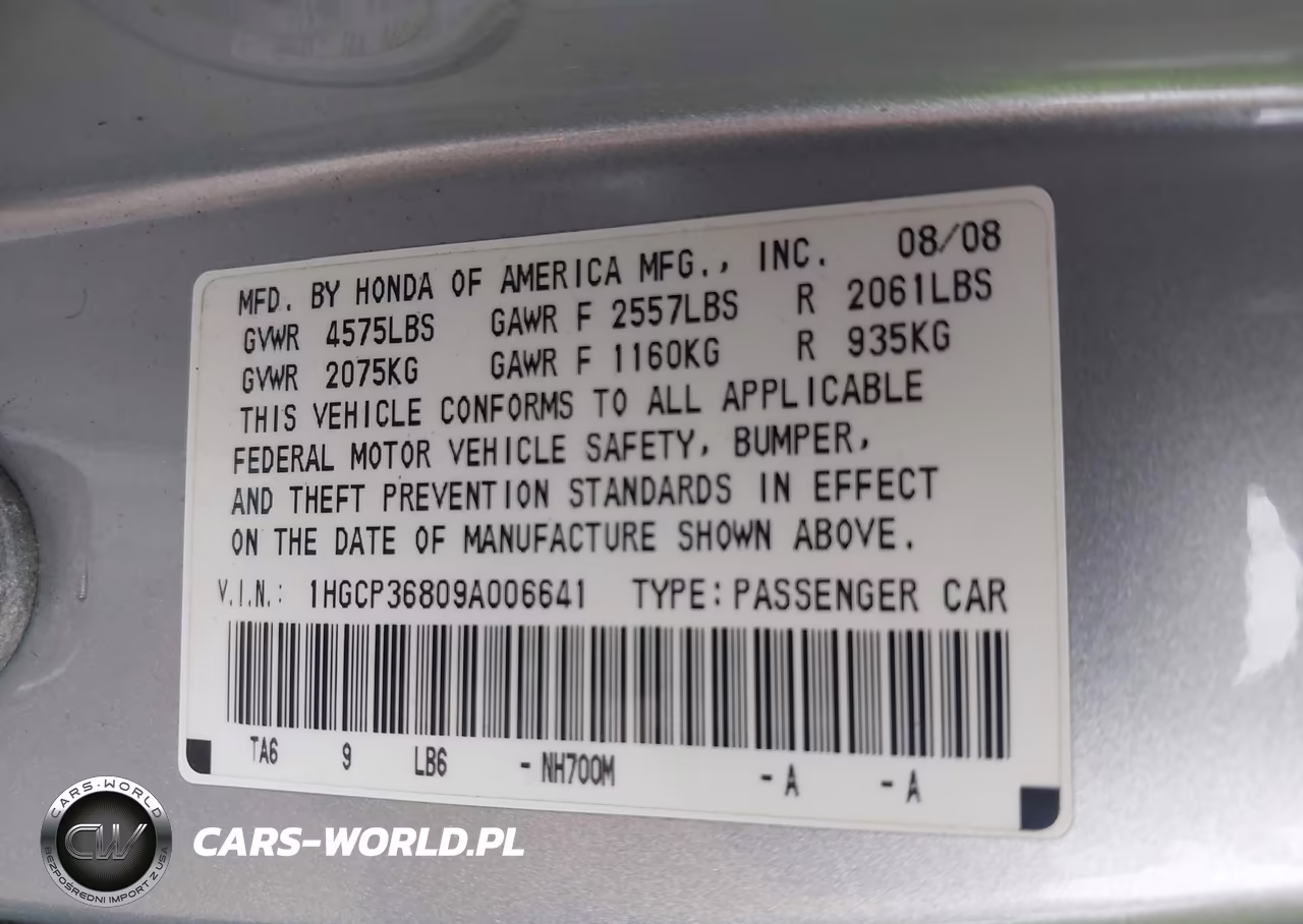 2009 Honda Accord 3.5 Ex-L VIN:1HGCP36809A006641 - 9